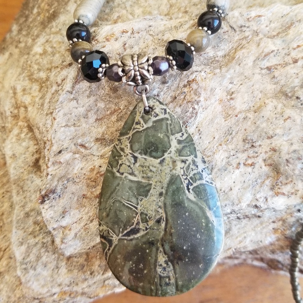 Handmade Natural gemstone and crystal necklace